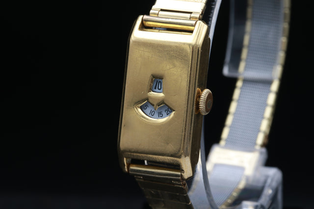 Springende Stunde Golduhr Original 18k 1930s