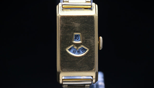 Springende Stunde Golduhr Original 18k 1930s