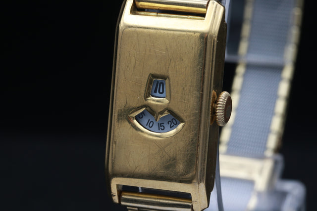 Springende Stunde Golduhr Original 18k 1930s