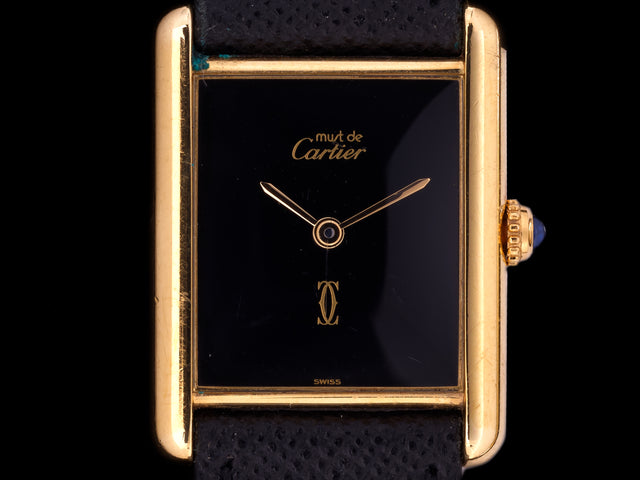Cartier Must de Paris Tank Silver Gold-Plated Full Set 1990
