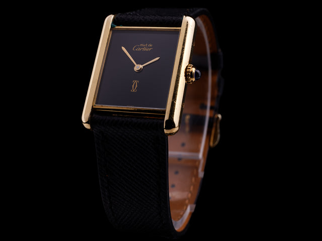 Cartier Must de Paris Tank Silver Gold-Plated Full Set 1990