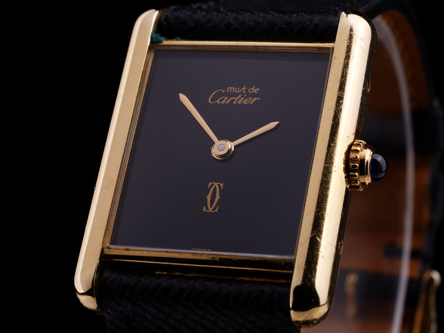 Cartier Must de Paris Tank Silver Gold-Plated Full Set 1990