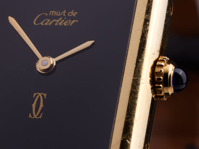 Cartier Must de Paris Tank Silver Gold-Plated Full Set 1990