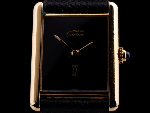 Cartier Must de Paris Tank Silver Gold-Plated Full Set 1990