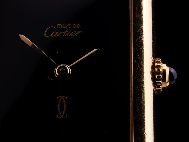 Cartier Must de Paris Tank Silver Gold-Plated Full Set 1990