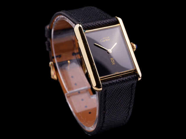 Cartier Must de Paris Tank Silver Gold-Plated Full Set 1990