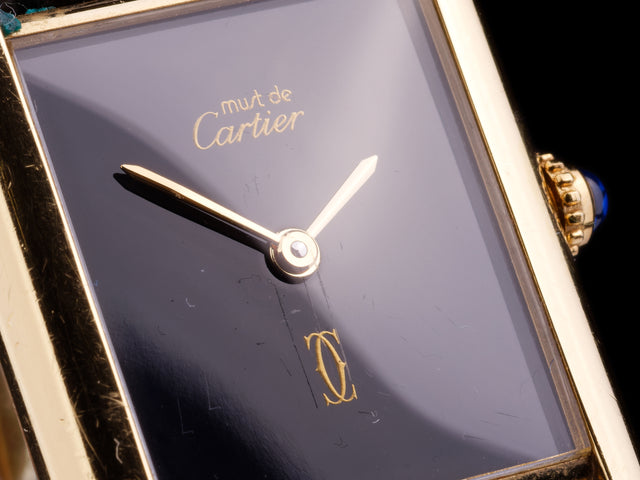 Cartier Must de Paris Tank Silver Gold-Plated Full Set 1990