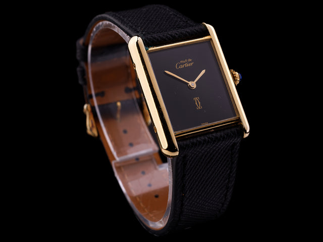 Cartier Must de Paris Tank Silver Gold-Plated Full Set 1990
