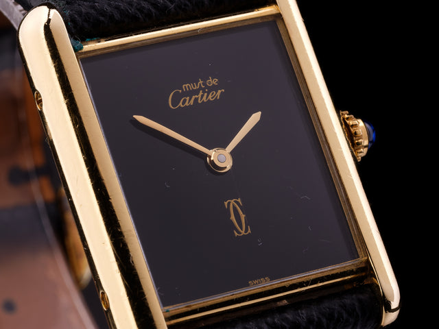 Cartier Must de Paris Tank Silver Gold-Plated Full Set 1990