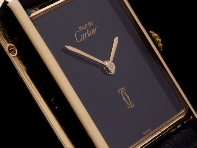Cartier Must de Paris Tank Silver Gold-Plated Full Set 1990