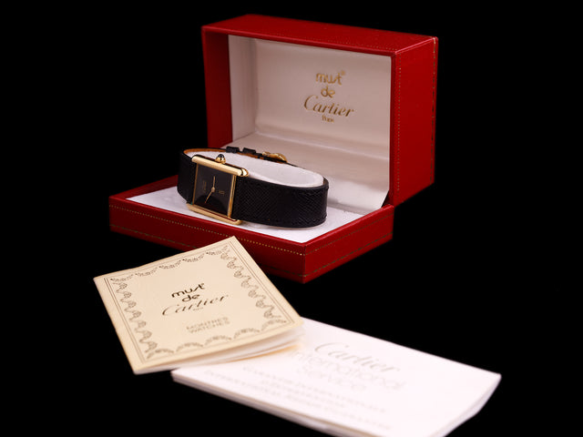 Cartier Must de Paris Tank Silver Gold-Plated Full Set 1990